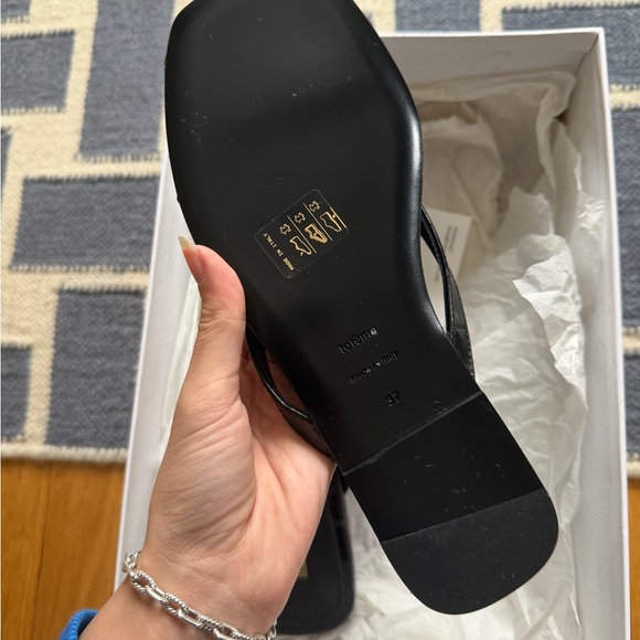 New Black Toteme Women's Croc Sandals Shoes - Picture 4 of 6